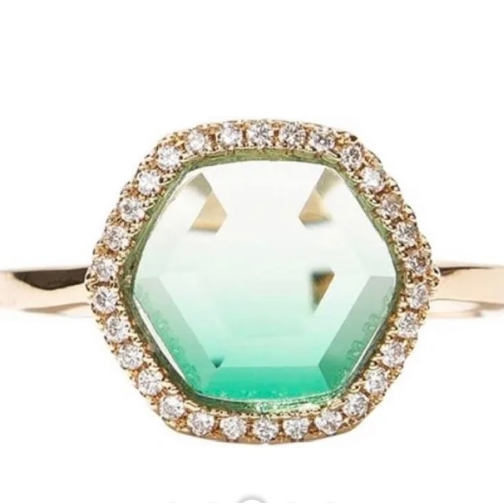 NWT‎ Joy Dravecky Chloe Ring – Cubic Zirconia, Gold-Plated, Size 6-8